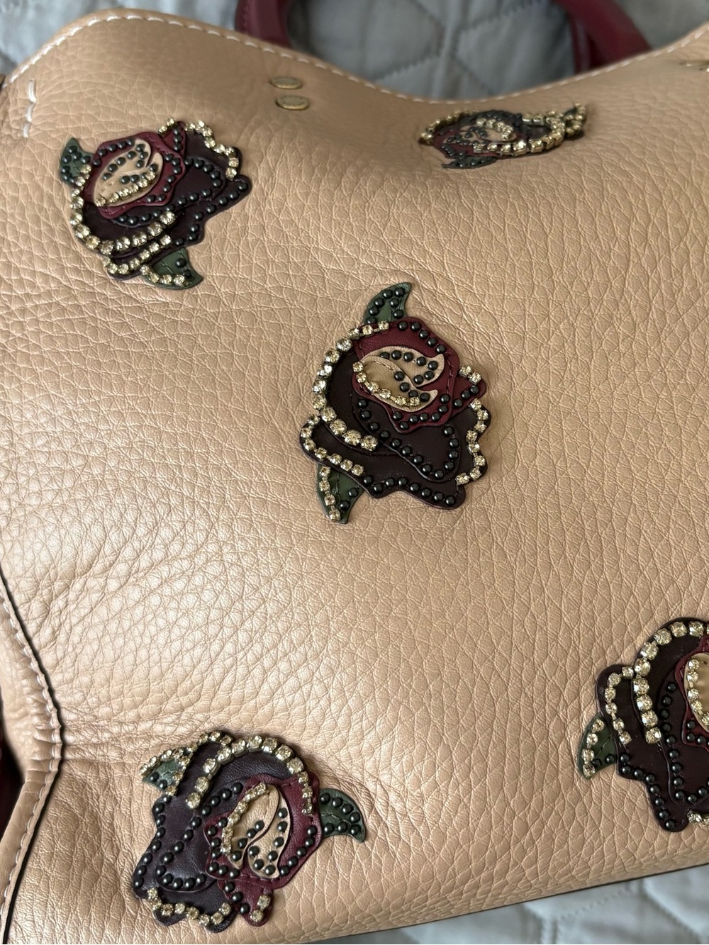 Rare COACH Rogue 30 leather bag satchel with rose appliqué - Picture 14 of 15